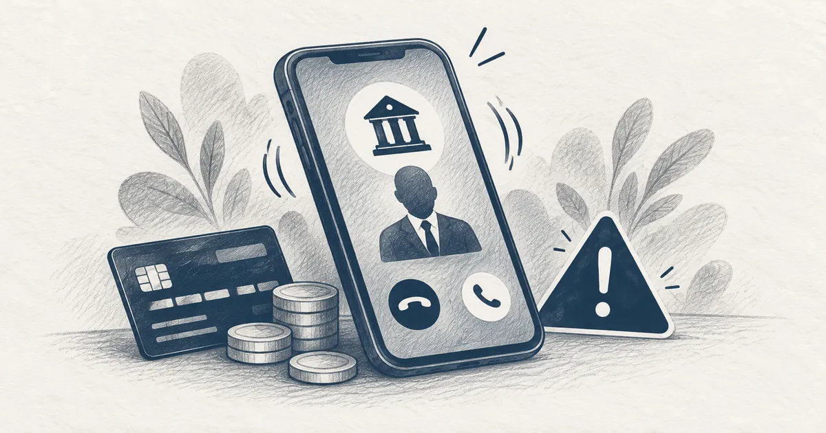 Ilustração sobre chamada do falso funcionário do banco