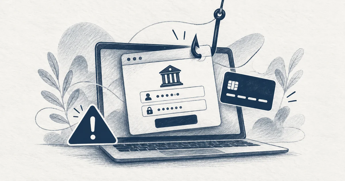Ilustração sobre sites falsos do banco (phishing bancário)
