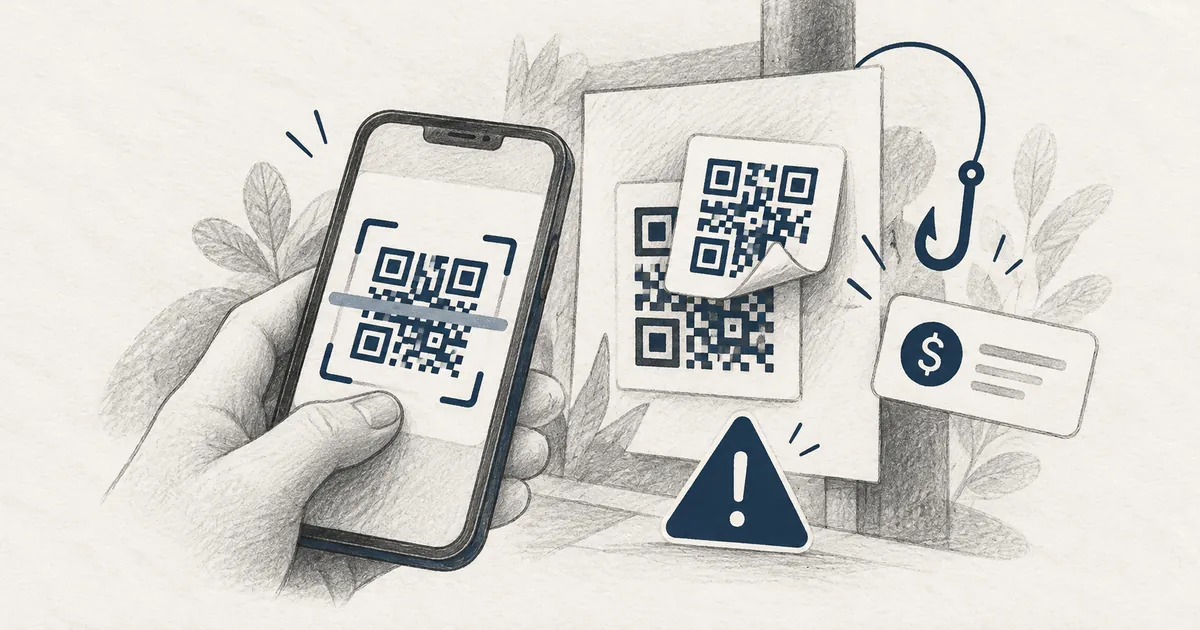 Ilustração sobre códigos qr falsos (quishing)