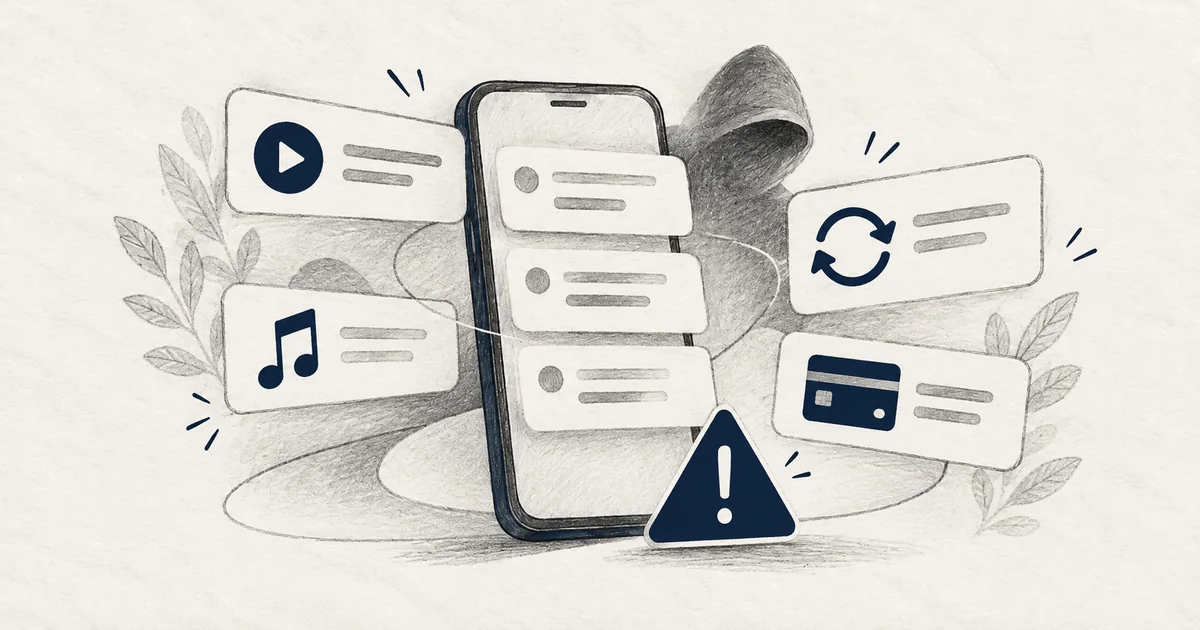 Ilustração sobre falsos avisos de subscrições